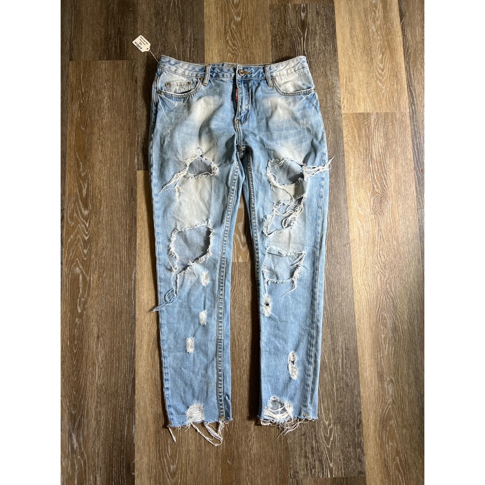 Dicesil Only The Brave Distressed Light Wash Jeans Mens Size 30 Raw‎ Hem Ripped